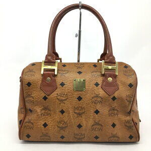 MCM Boston Bag Visetos Logogram Leather Brown